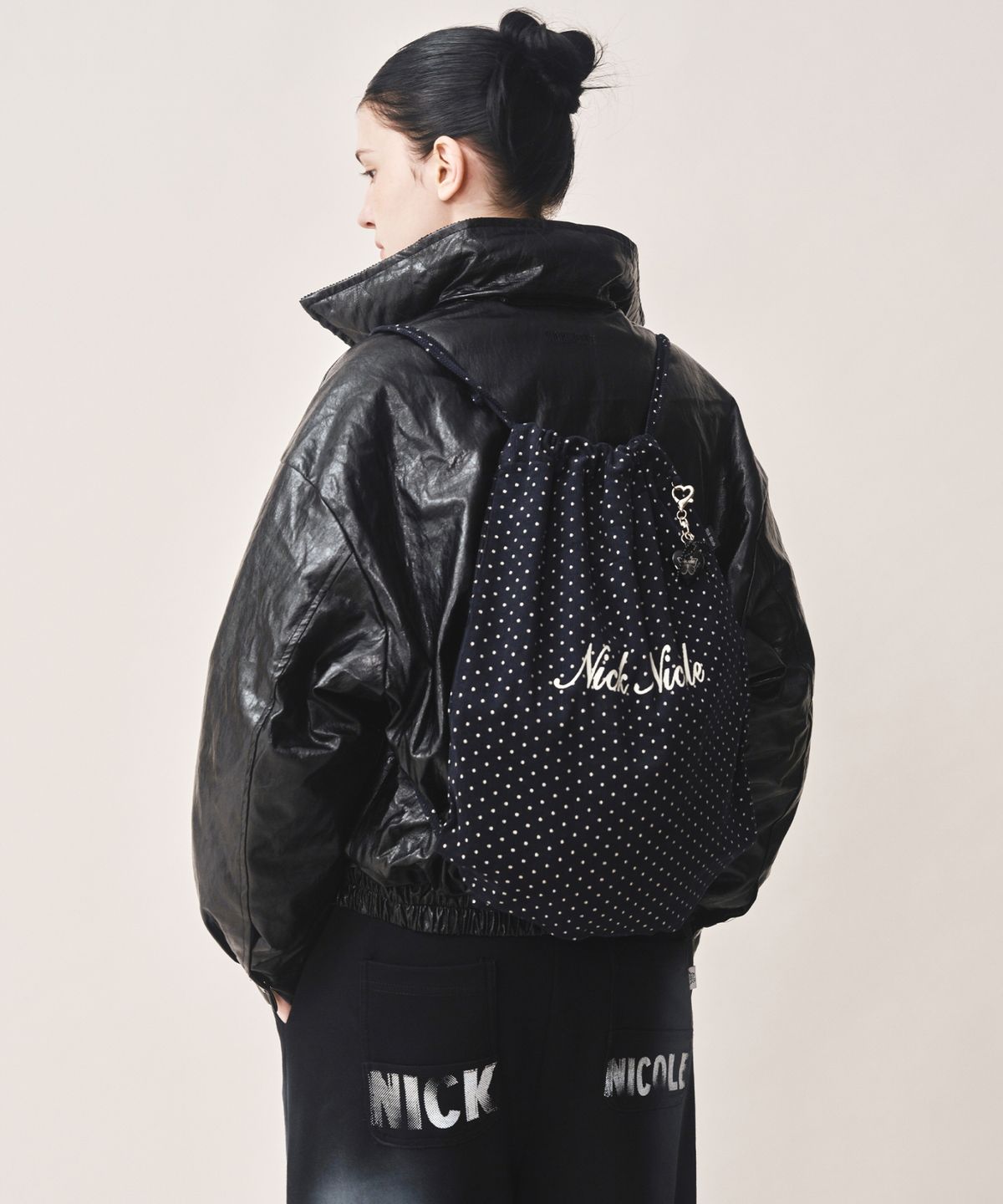 닉앤니콜(NICK&NICOLE) NICOLE POLKA DOT STRING BACKPACK_NAVY