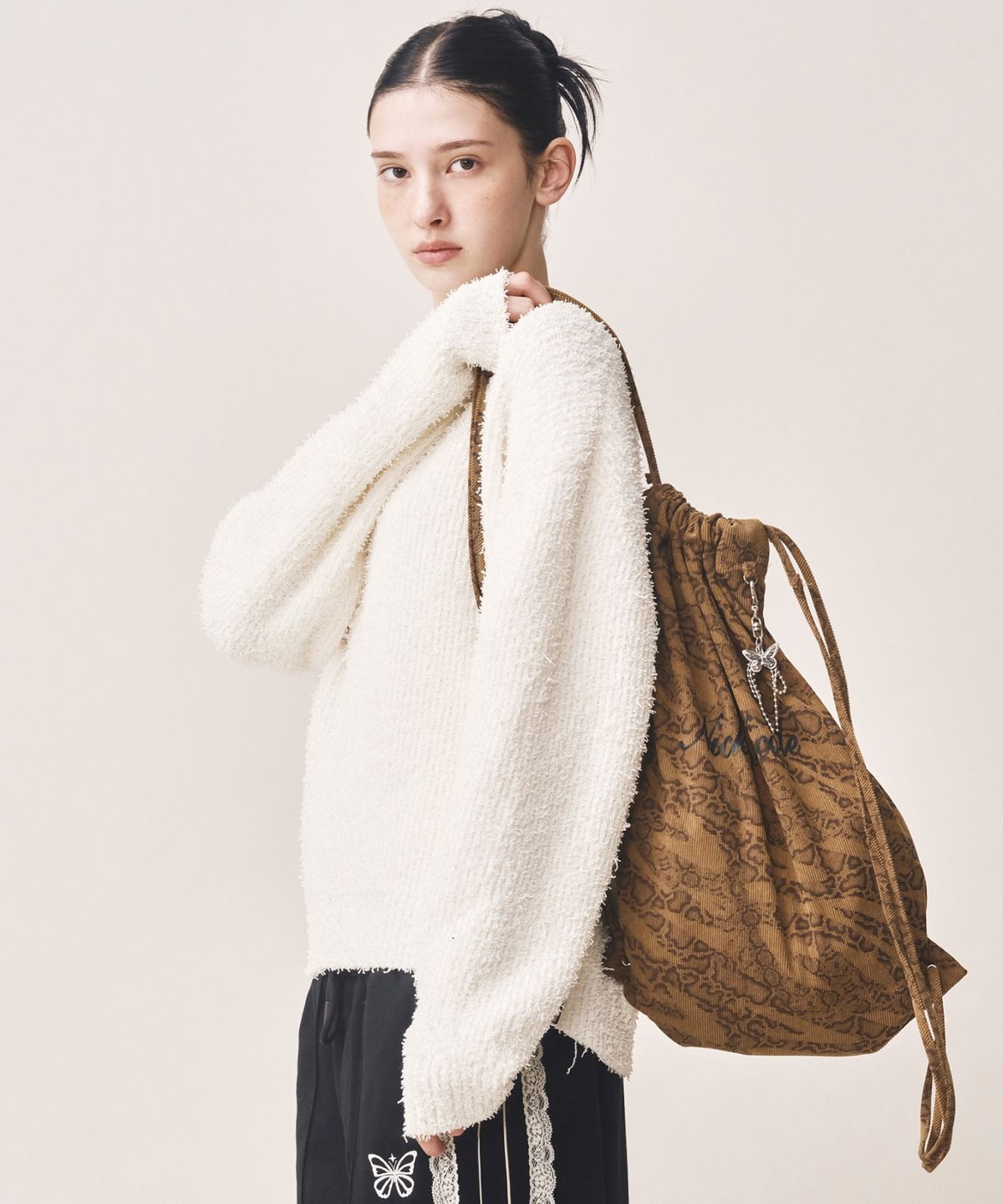 닉앤니콜(NICK&NICOLE) NICOLE LEOPARD STRING BACKPACK_BROWN