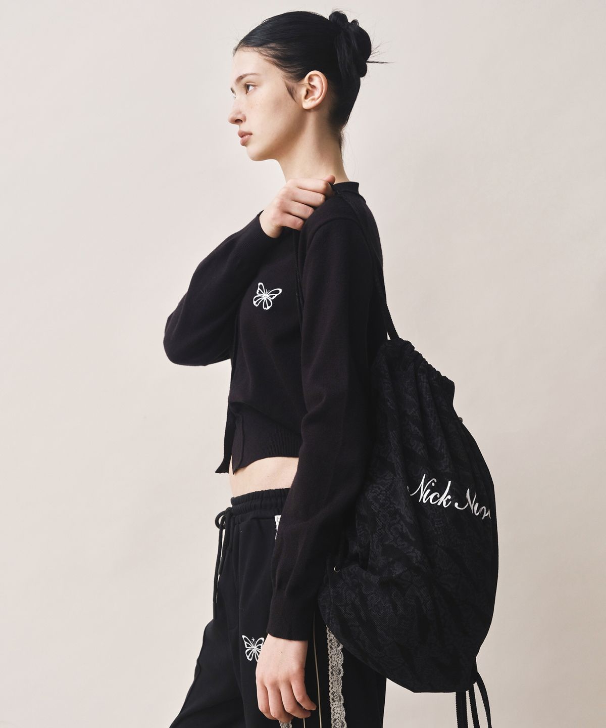 닉앤니콜(NICK&NICOLE) NICOLE LEOPARD STRING BACKPACK_BLACK