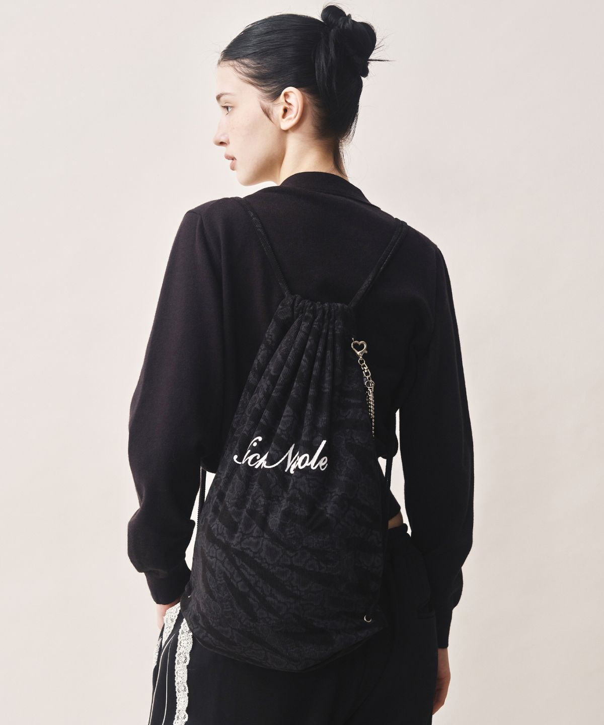 닉앤니콜(NICK&NICOLE) NICOLE LEOPARD STRING BACKPACK_BLACK
