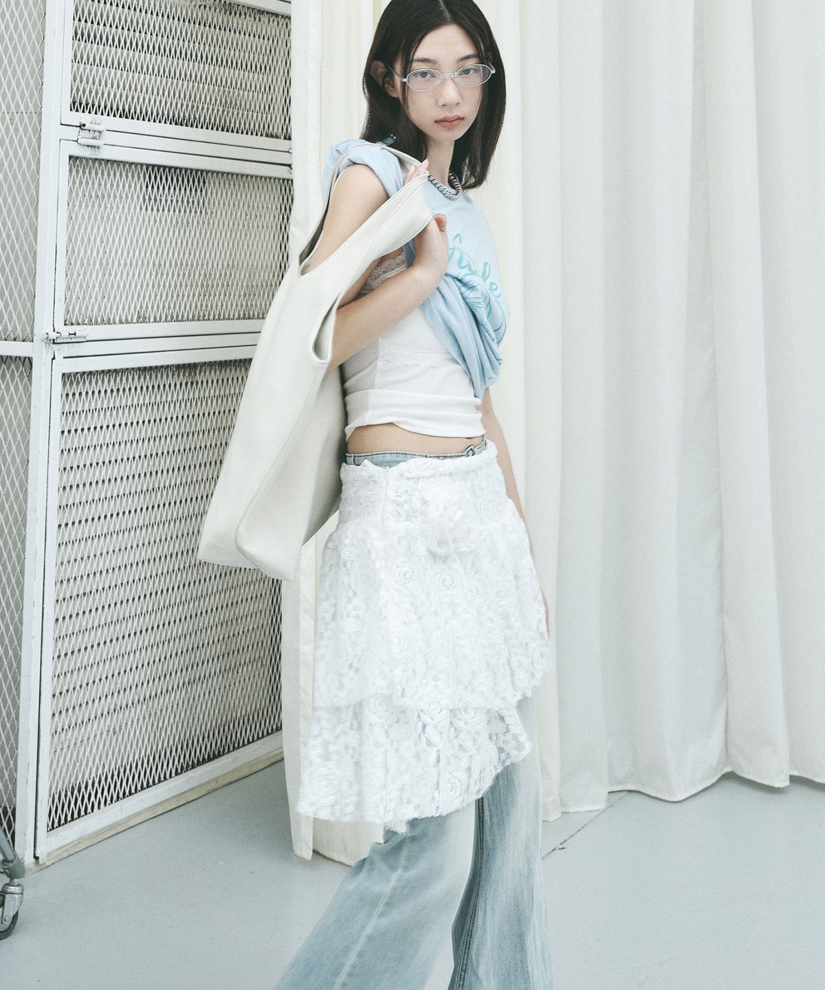 닉앤니콜(NICK&NICOLE) CRYSTAL NICOLE BIG SHOPPER BAG_CREAM