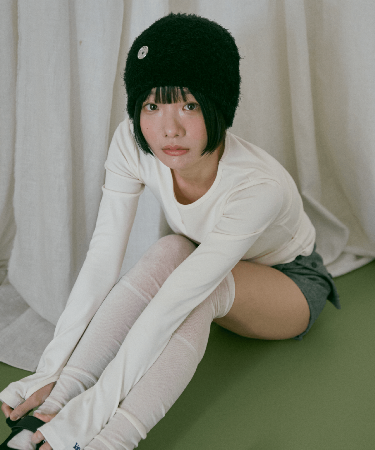 아이세이예르(ISAYYERR) Yerr Button Beanie (black)