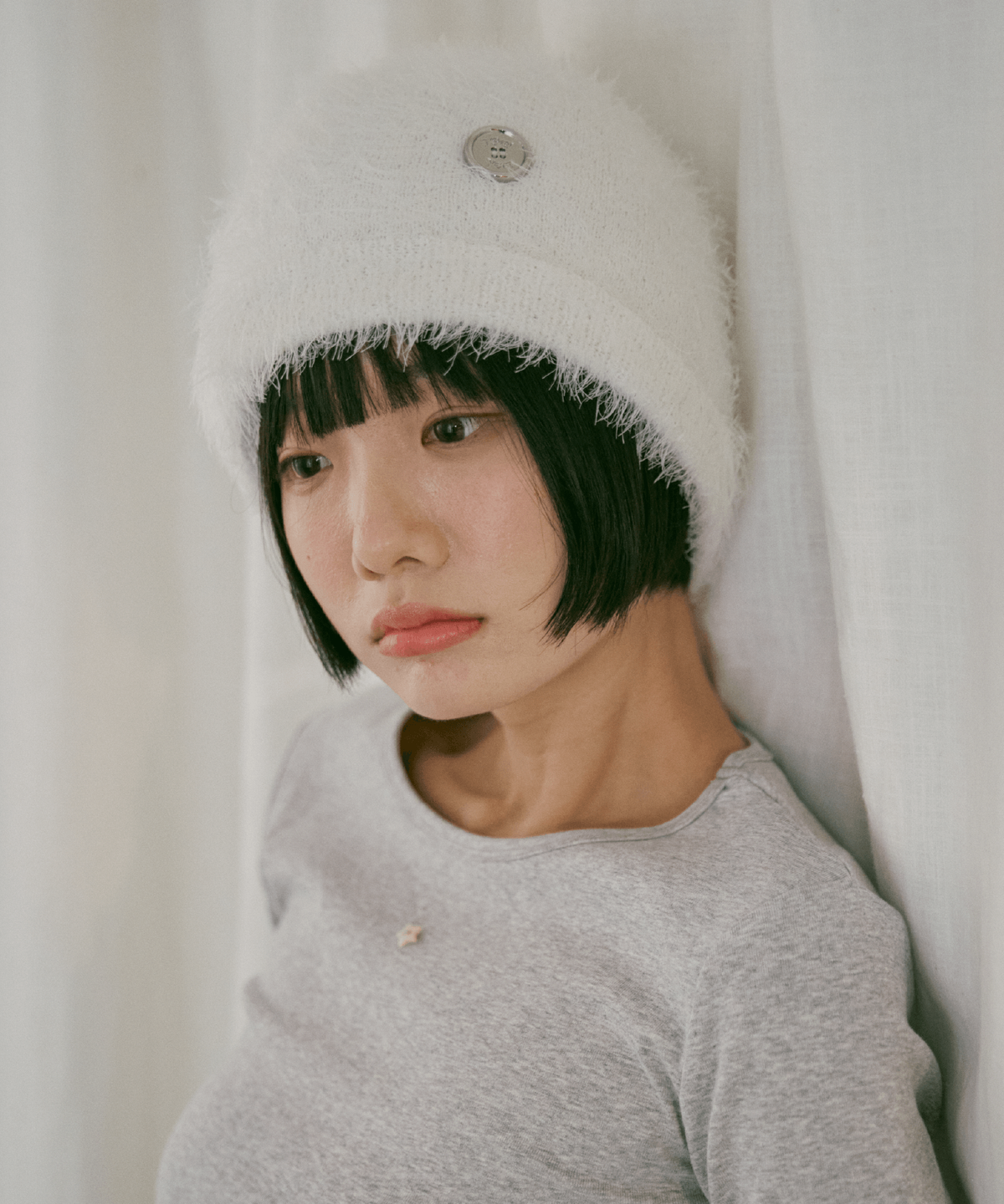 아이세이예르(ISAYYERR) Yerr Button Beanie (white)