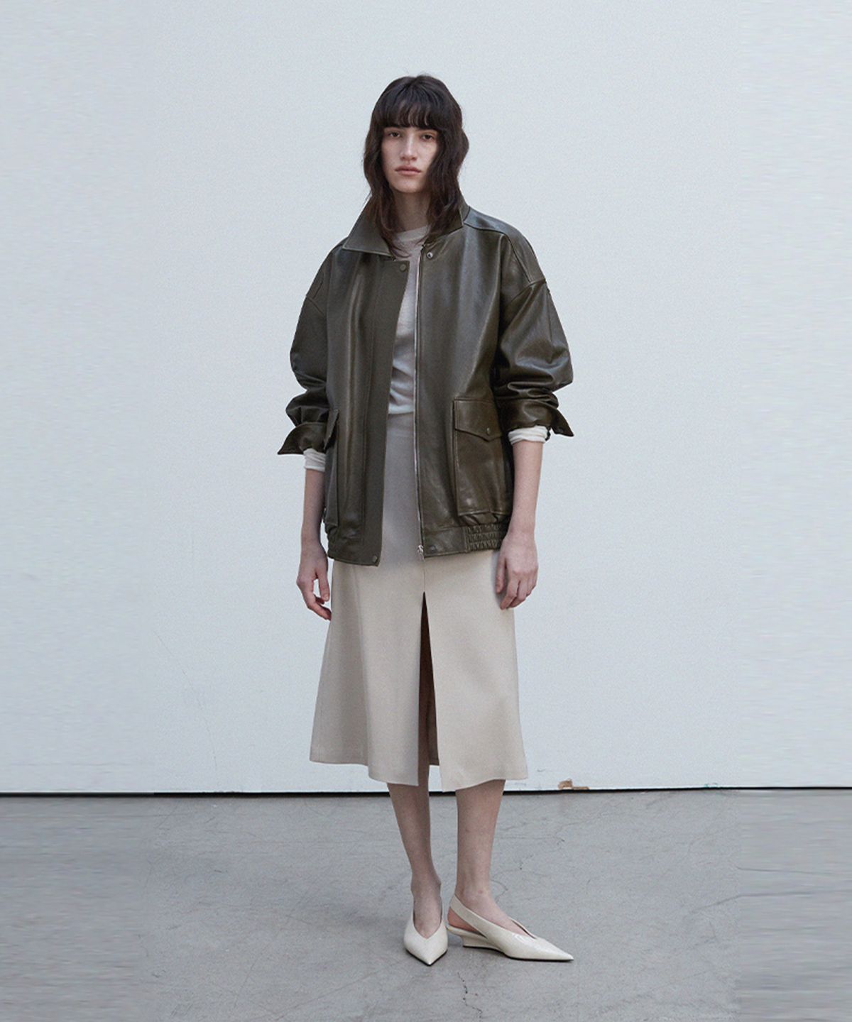 베르데마르(VERDEMAR) Vegetable Lambskin Overfit Blouson_Olive khaki