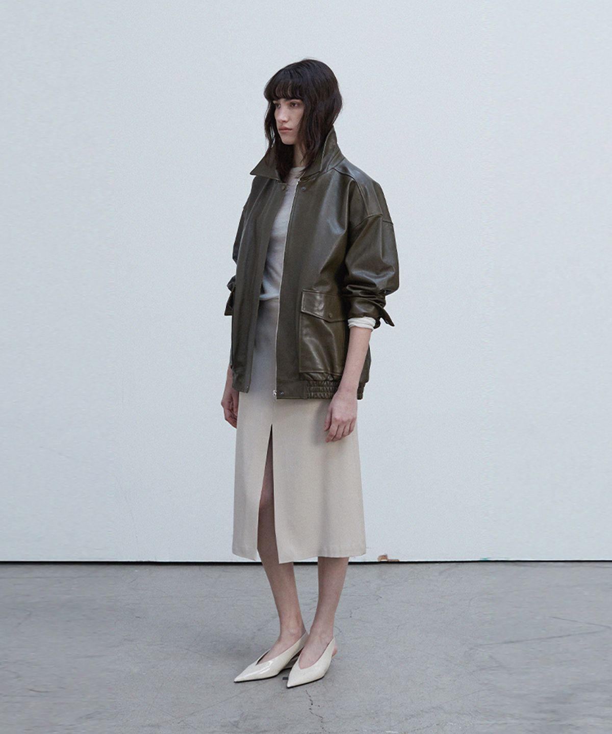 베르데마르(VERDEMAR) Vegetable Lambskin Overfit Blouson_Olive khaki