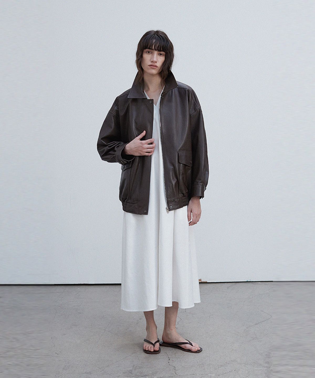 베르데마르(VERDEMAR) Vegetable Lambskin Overfit Blouson_Deep brown