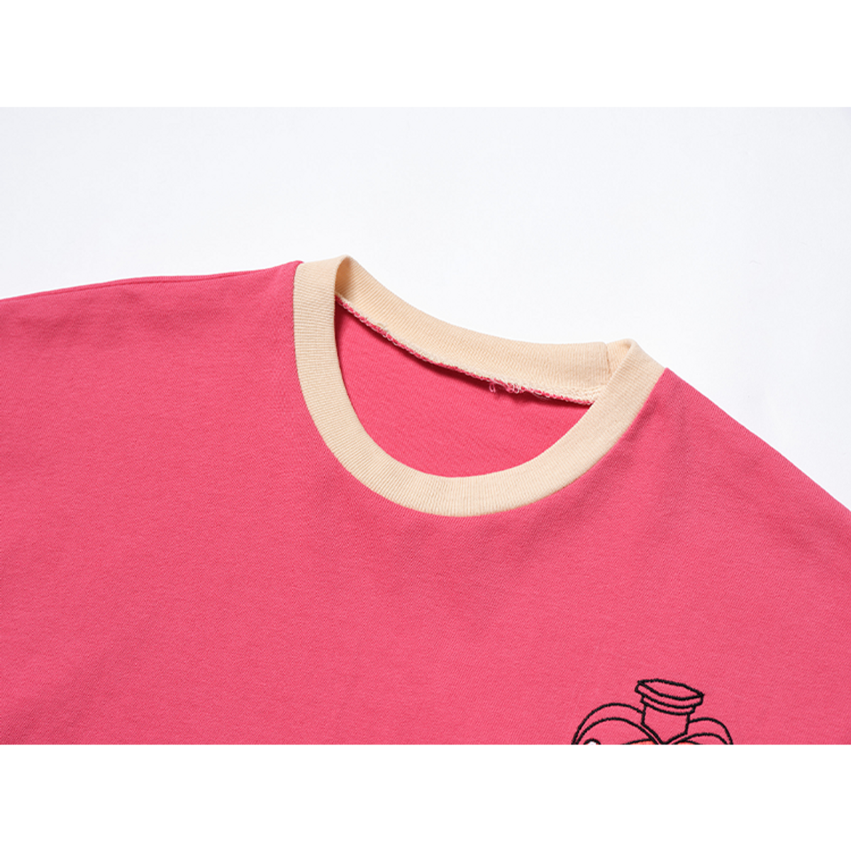 라메종드도도(LA MAISON DE DODO) Oversized DODO hearted T Shirt (Watermelon Pink/Beige)_긴팔티셔츠