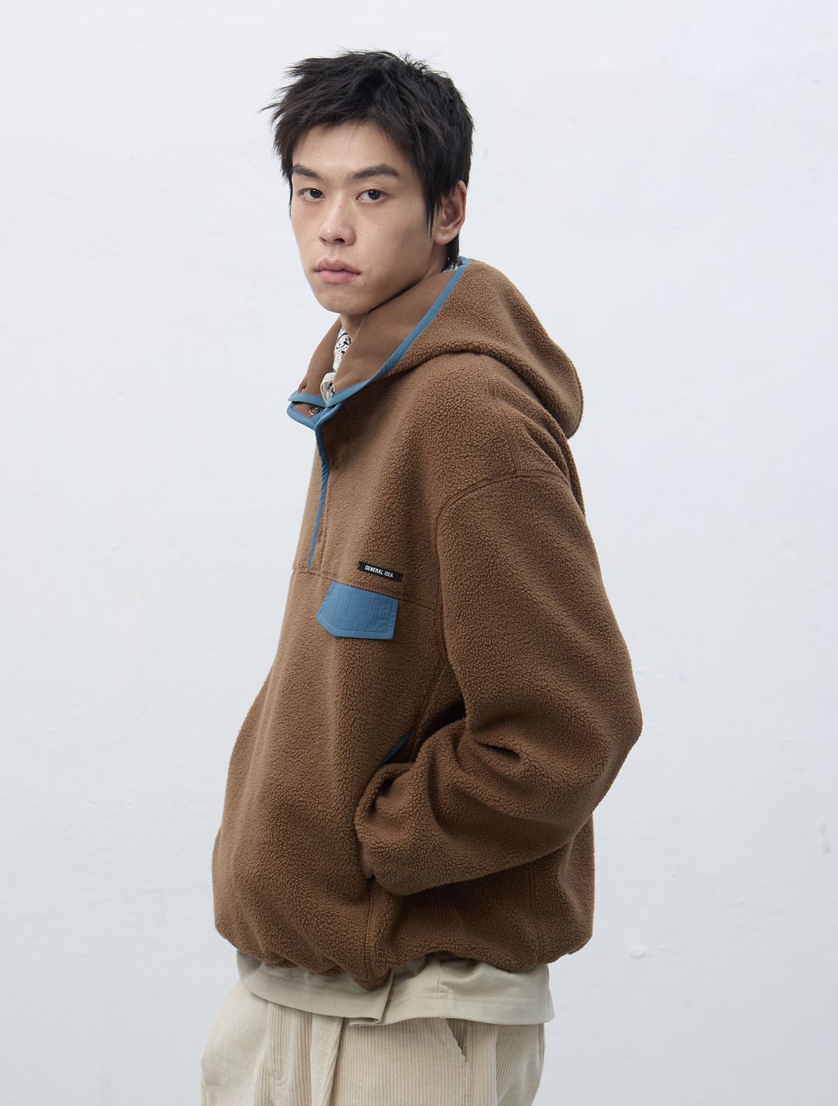 제너럴아이디어(GENERALIDEA) UNISEX 소프트 하이넥 플리스 아노락 세트[BROWN] / SBE4U02010