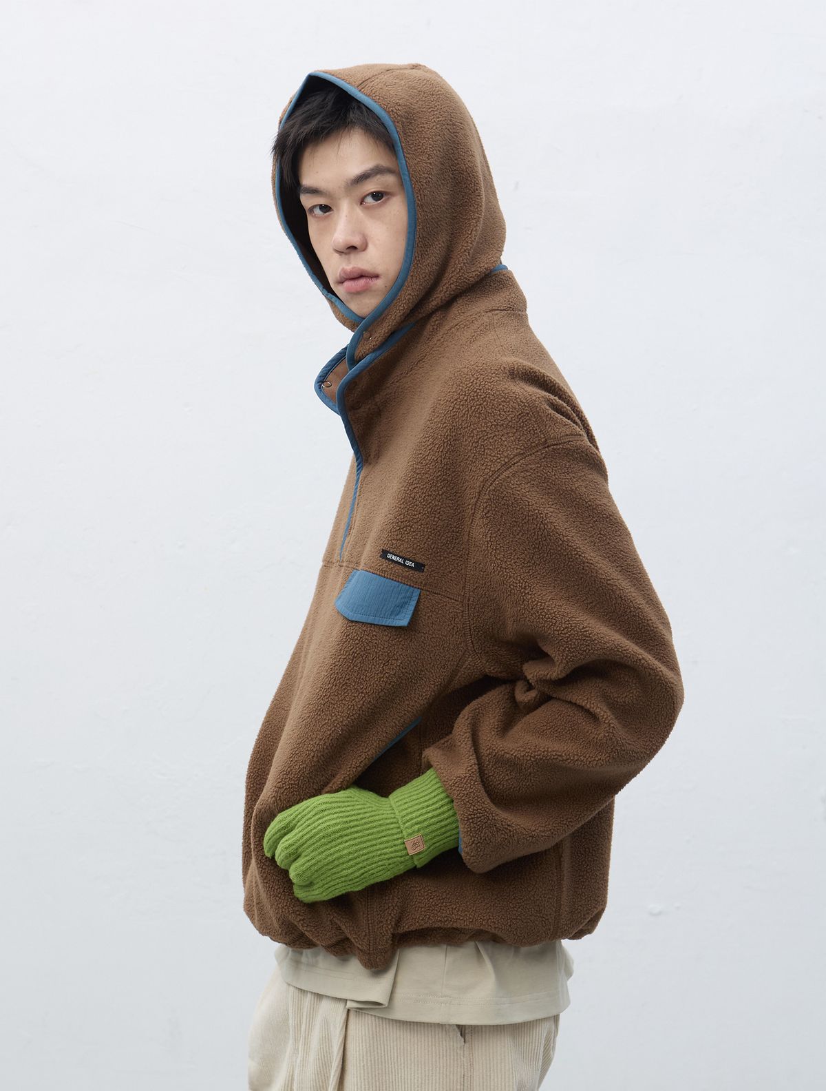제너럴아이디어(GENERALIDEA) UNISEX 소프트 하이넥 플리스 아노락 세트[BROWN] / SBE4U02010