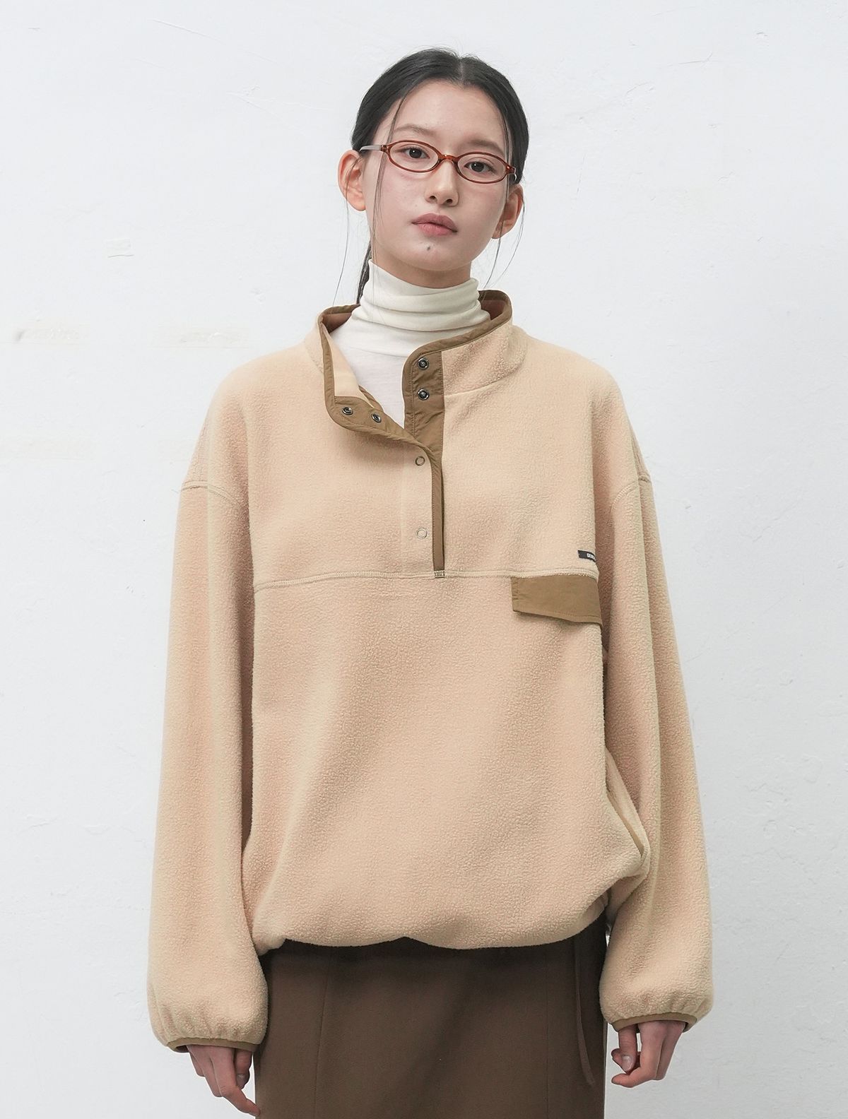 제너럴아이디어(GENERALIDEA) UNISEX 소프트 하이넥 플리스 아노락 세트[BEIGE] / SBE4U02010