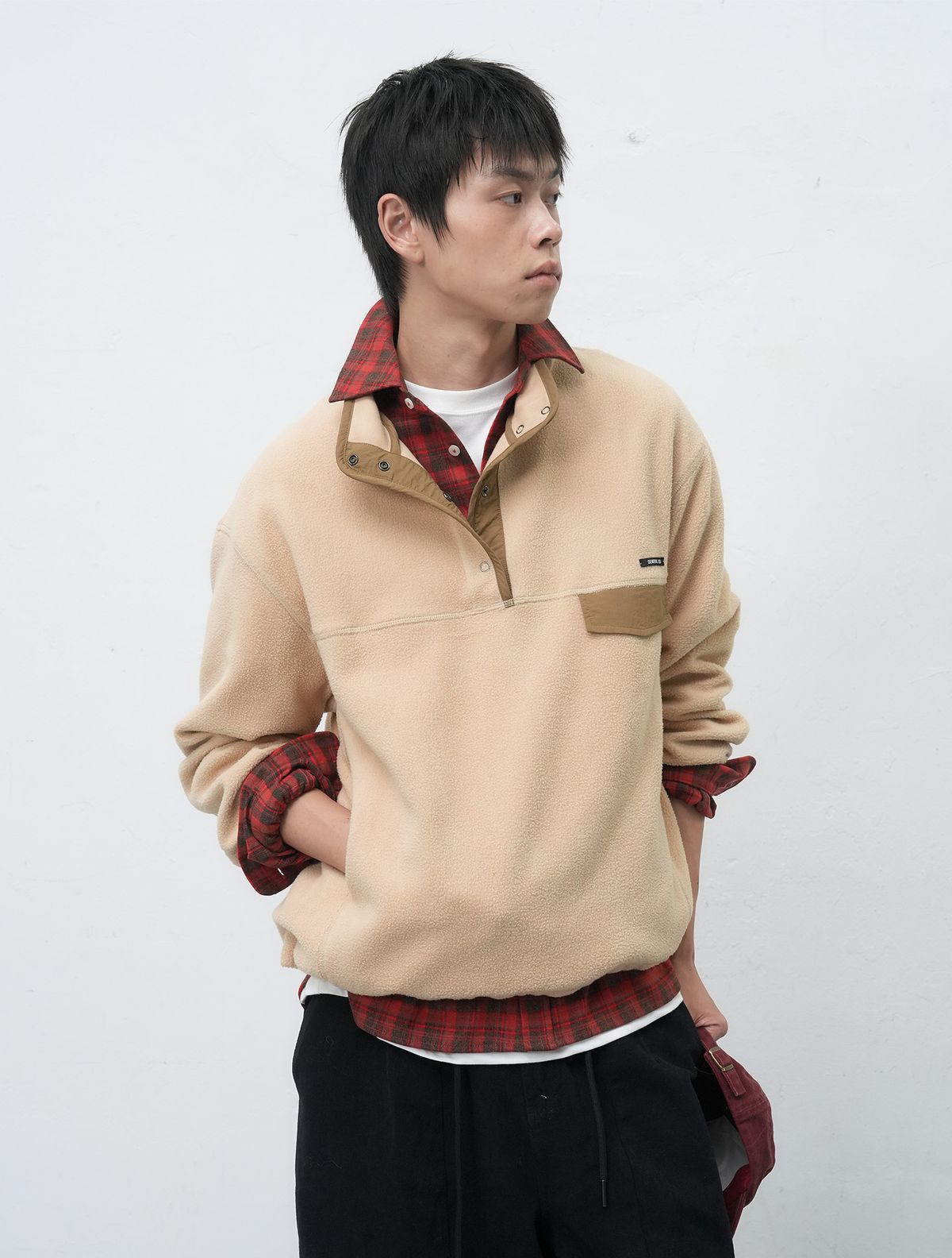 제너럴아이디어(GENERALIDEA) UNISEX 소프트 하이넥 플리스 아노락 세트[BEIGE] / SBE4U02010