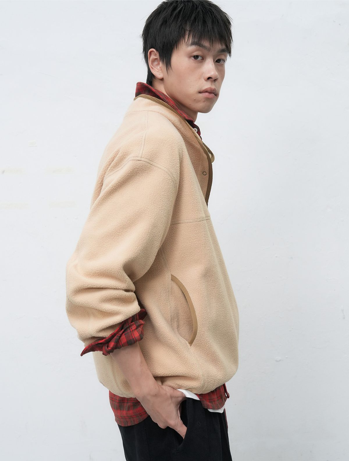 제너럴아이디어(GENERALIDEA) UNISEX 소프트 하이넥 플리스 아노락 세트[BEIGE] / SBE4U02010