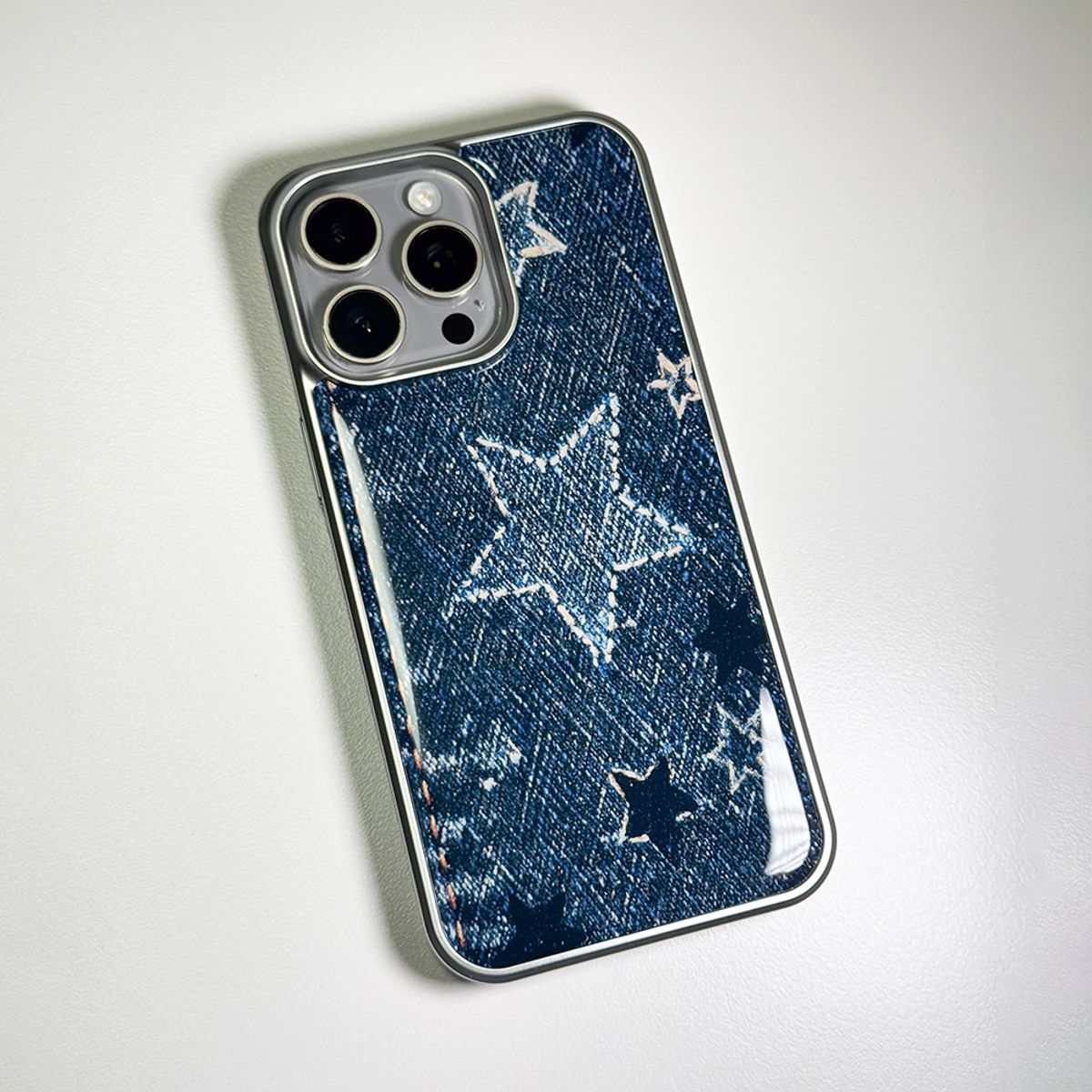 메모리즈바운더리(MEMORIESBOUNDARY) Faded Denim Stardust Phone Case Blue Indigo (SV_Epoxy/MagSafe Glass)