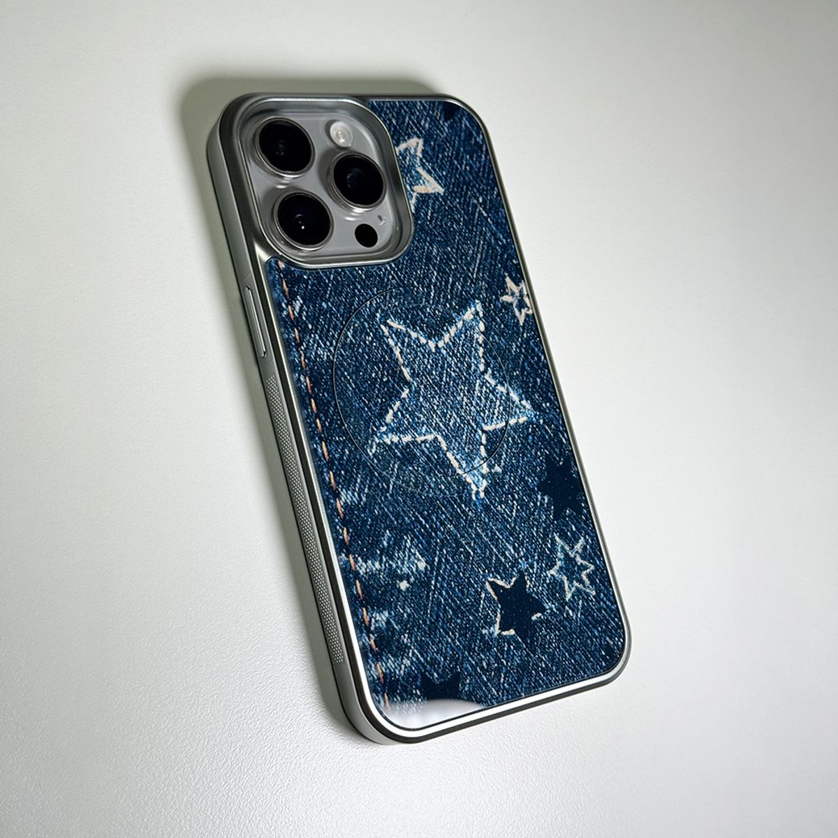 메모리즈바운더리(MEMORIESBOUNDARY) Faded Denim Stardust Phone Case Blue Indigo (SV_Epoxy/MagSafe Glass)