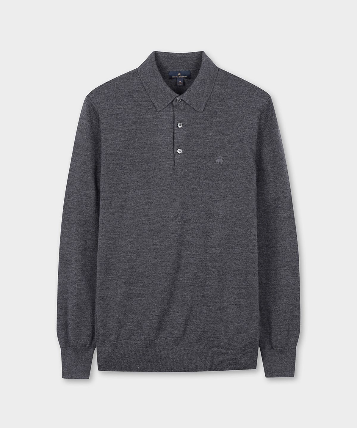 브룩스 브라더스(BROOKS BROTHERS) 메리노울 로고 폴로 스웨터 (차콜) (BBWTMNF301)