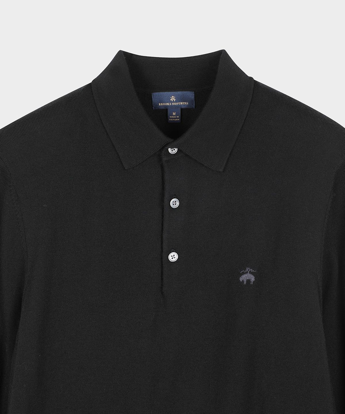 브룩스 브라더스(BROOKS BROTHERS) 메리노울 로고 폴로 스웨터 (블랙) (BBWTMNF301)