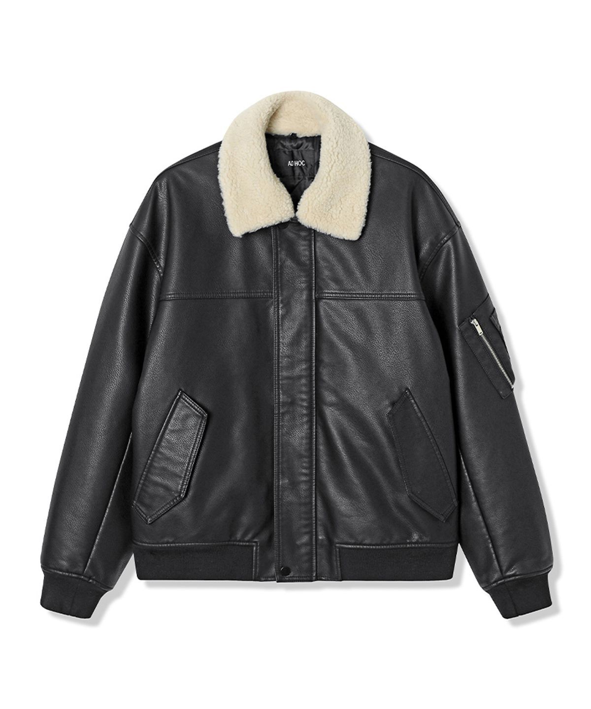 애드호크(ADHOC) 남성 퍼 탈착 페이크 레더 패딩 점퍼 (BLACK) (HBALE11)