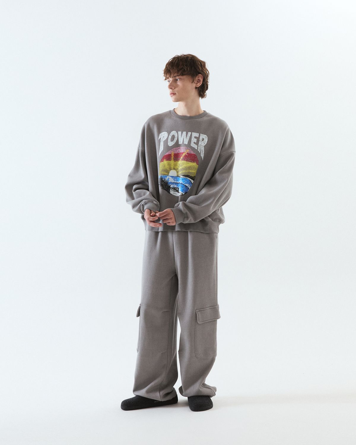 디앤드퀘스천(THEENDQUESTION) Pigment printed sweatshirt / GRAY