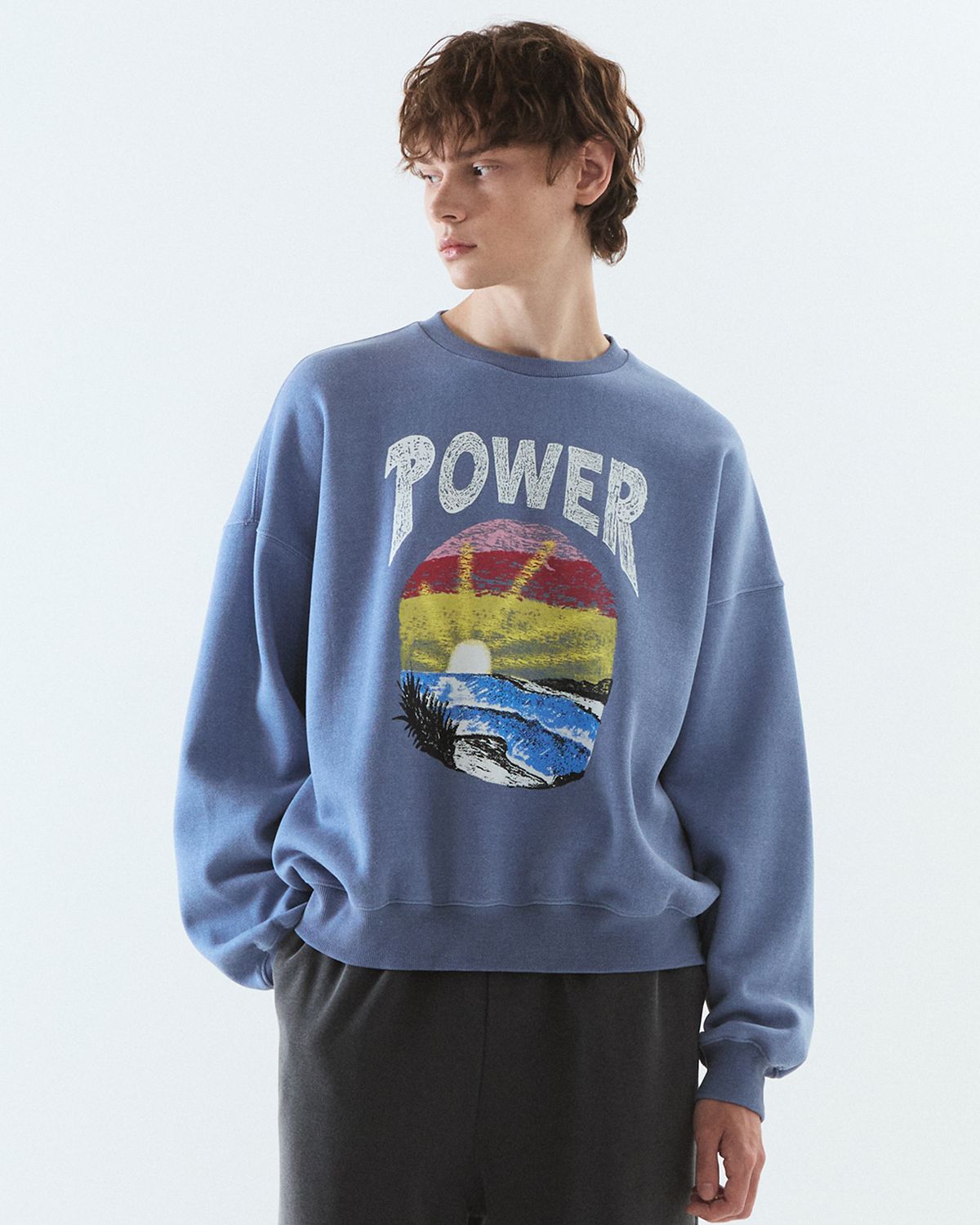 디앤드퀘스천(THEENDQUESTION) Pigment printed sweatshirt / BLUE