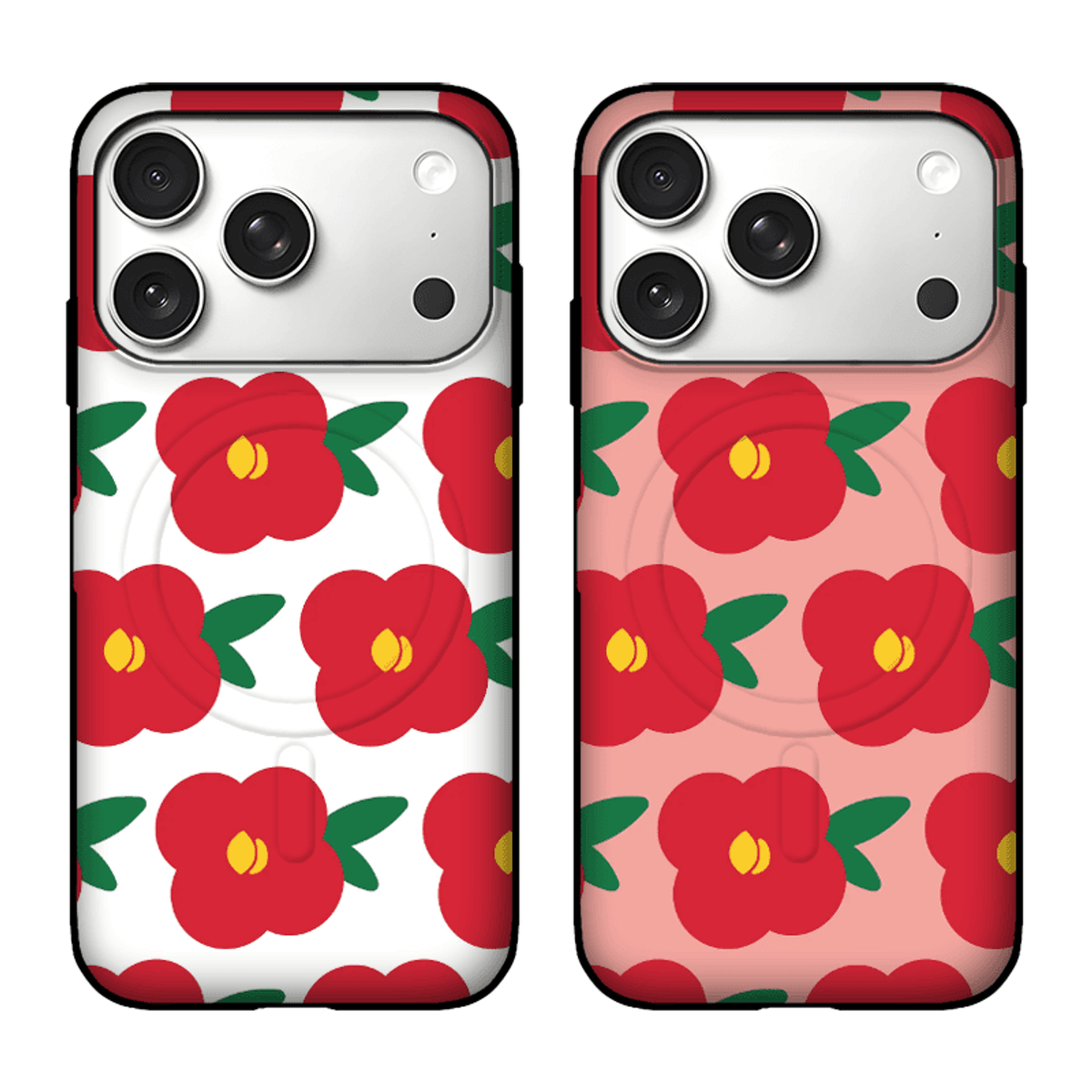 아칸(AKAN) 종종 동백꽃패턴 맥세이프 카드케이스