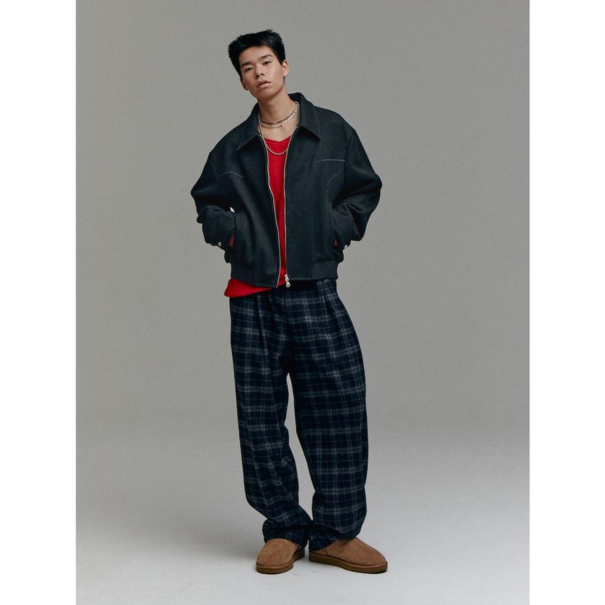 샌드 사운드(SAND SOUND) (UNISEX) 오버핏 방모 블루종  블랙