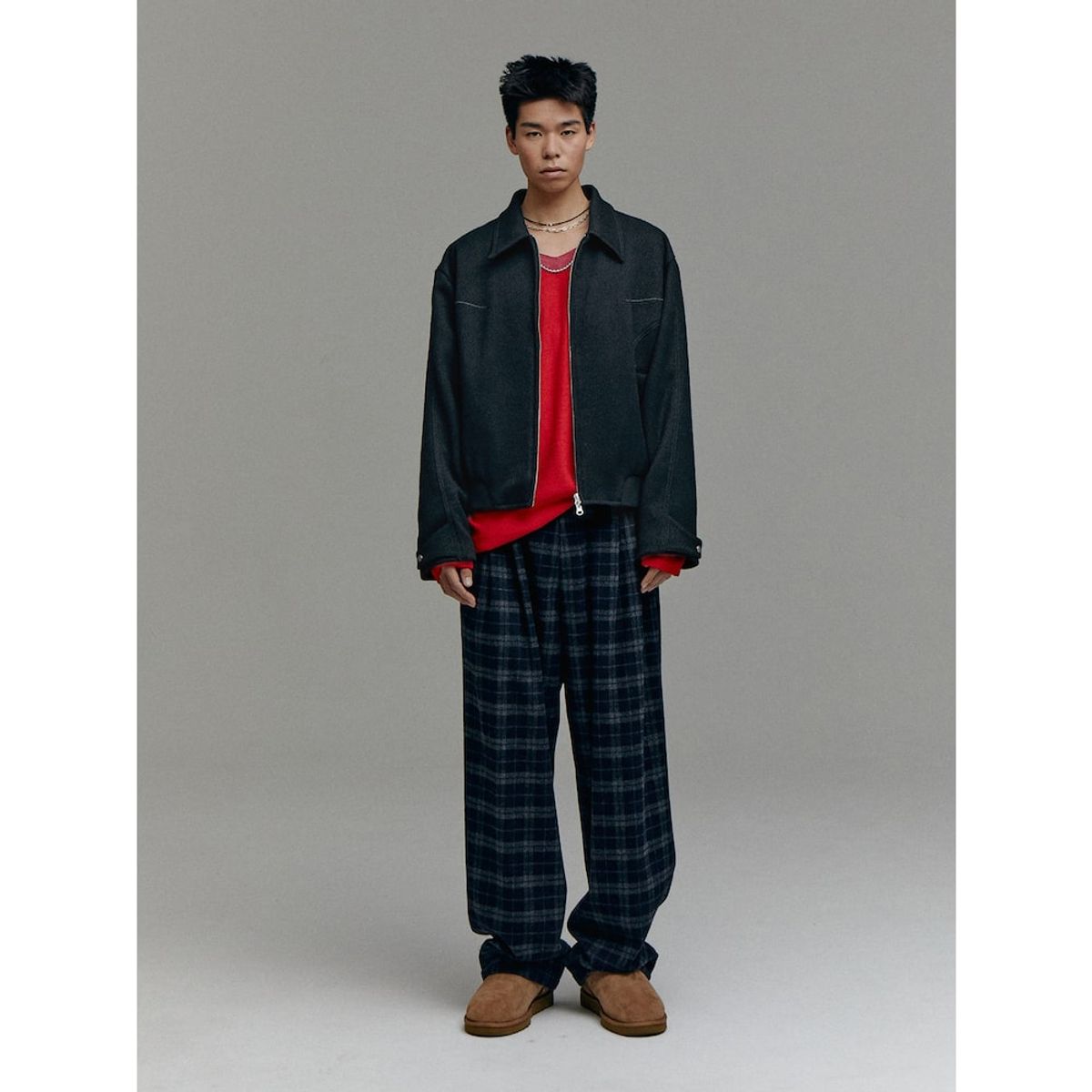 샌드 사운드(SAND SOUND) (UNISEX) 오버핏 방모 블루종  블랙