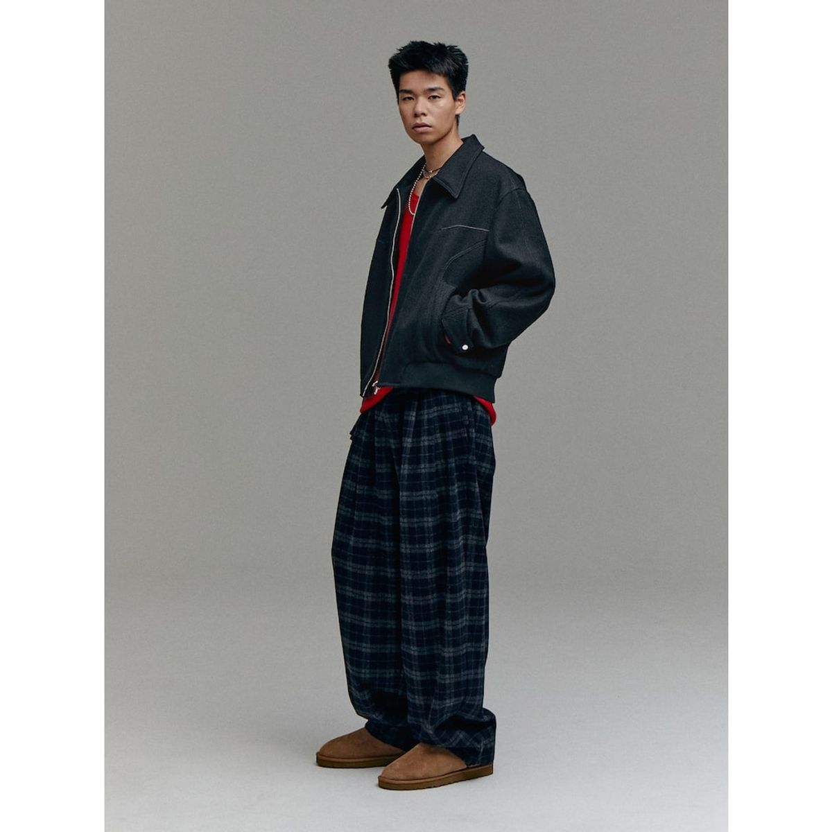 샌드 사운드(SAND SOUND) (UNISEX) 오버핏 방모 블루종  블랙