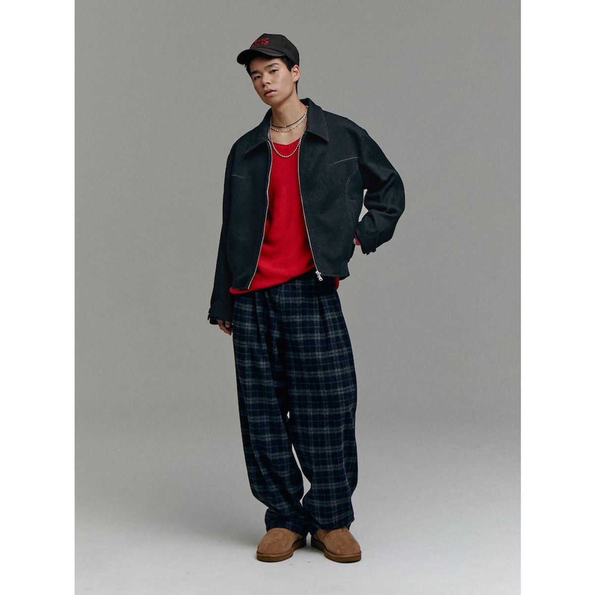 샌드 사운드(SAND SOUND) (UNISEX) 오버핏 방모 블루종  블랙