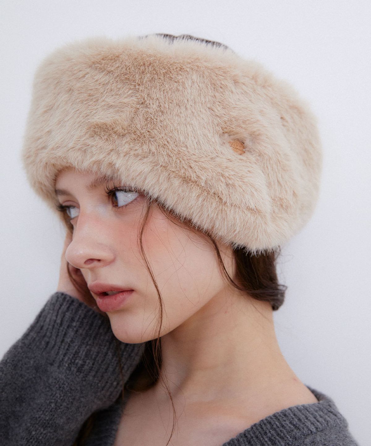 할렌(HALDEN) plush fur earmuff (C075_beige)