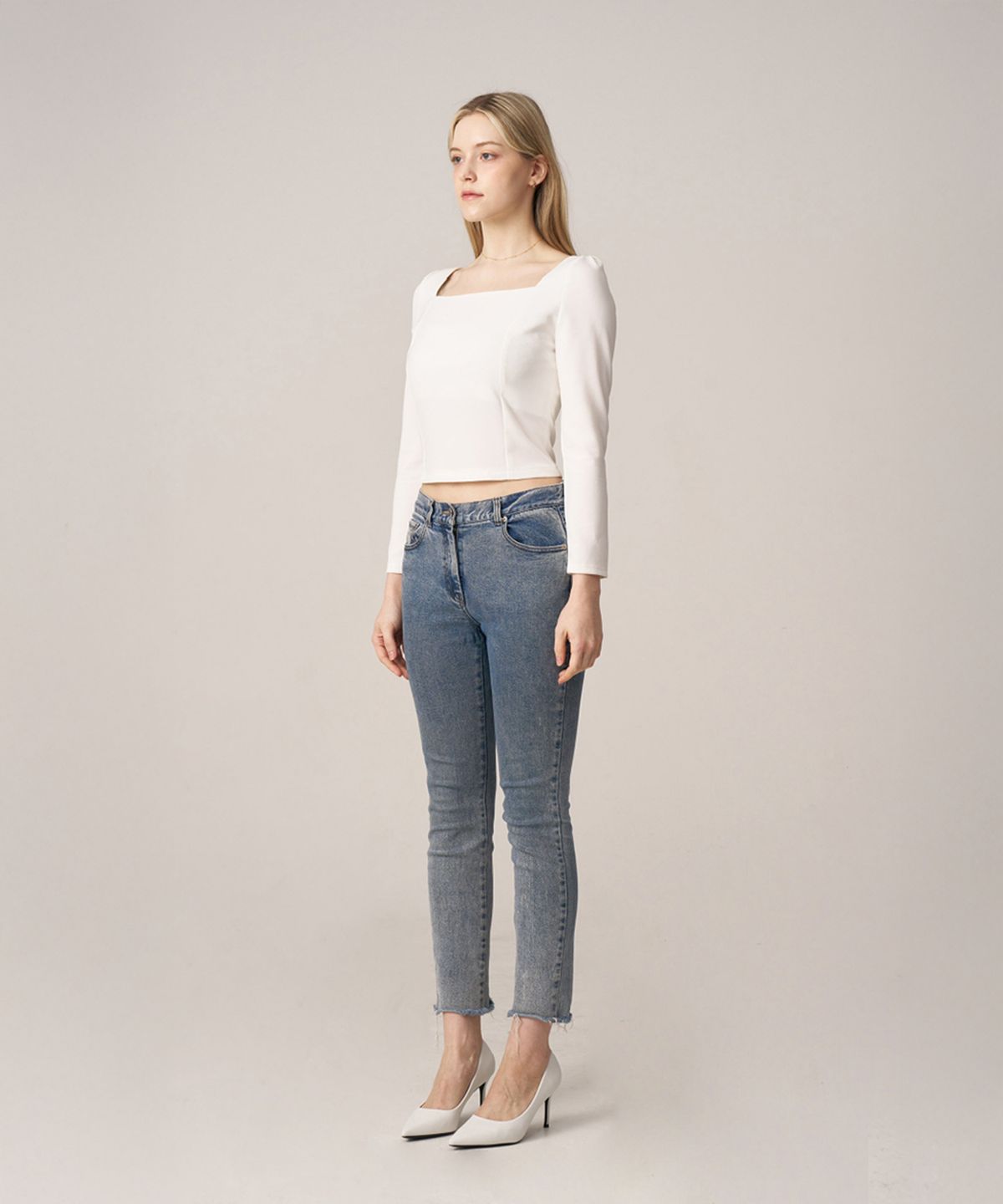 스쿠스퀘어(SQUSQUARE) [Petite Size] Celine Princess Blouse_Off White