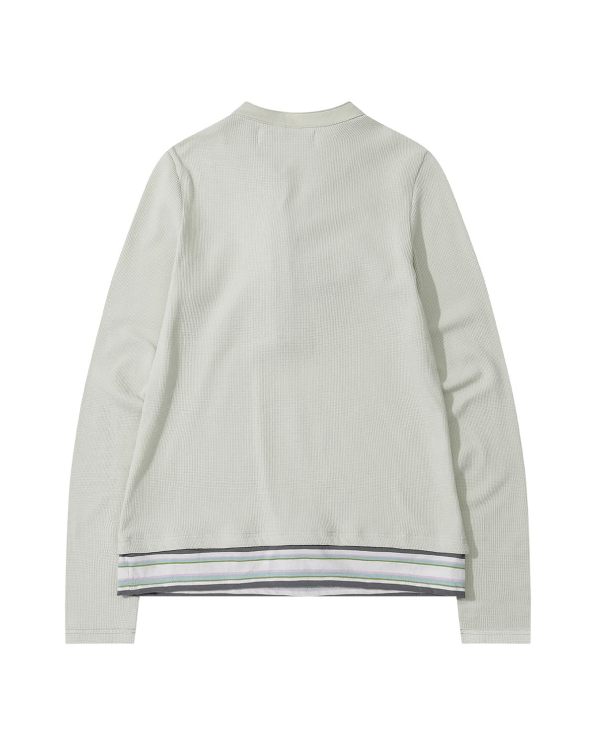 더뮤지엄비지터(THEMUSEUMVISITOR) BUTTON NECK LAYERED LONG SLEEVE (GREEN)