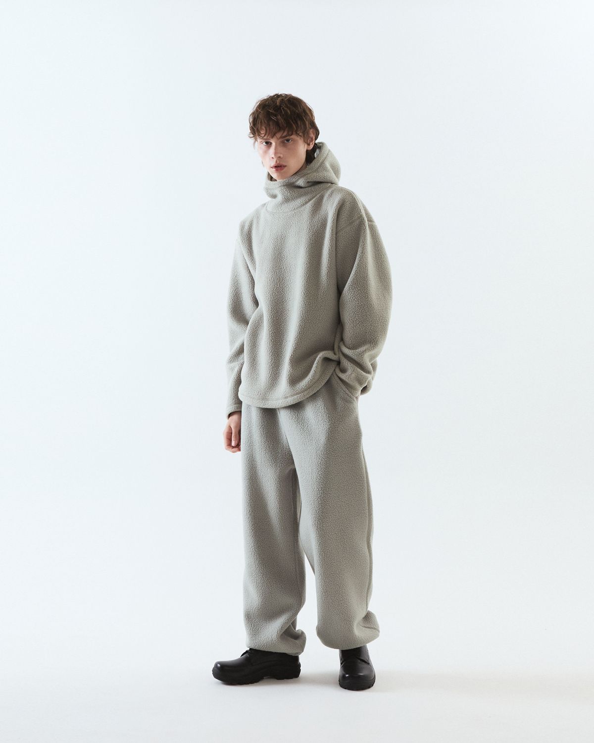 디앤드퀘스천(THEENDQUESTION) Fleece hooded t-shirt / BEIGE