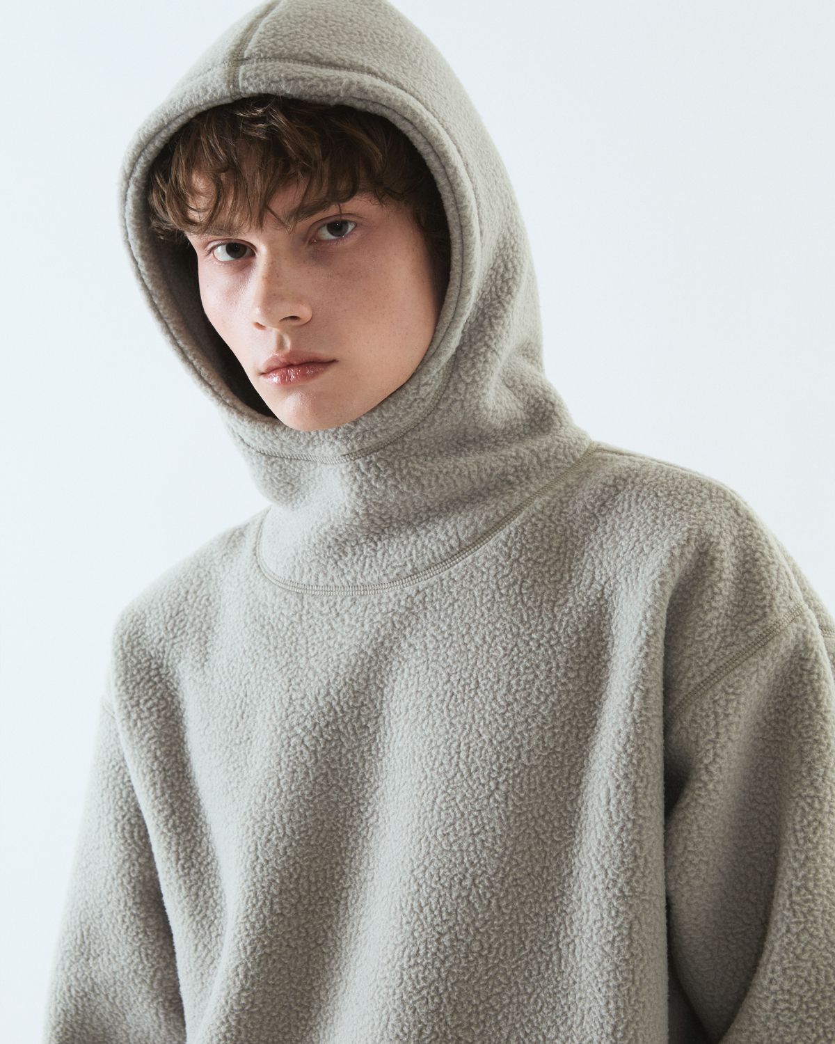 디앤드퀘스천(THEENDQUESTION) Fleece hooded t-shirt / BEIGE