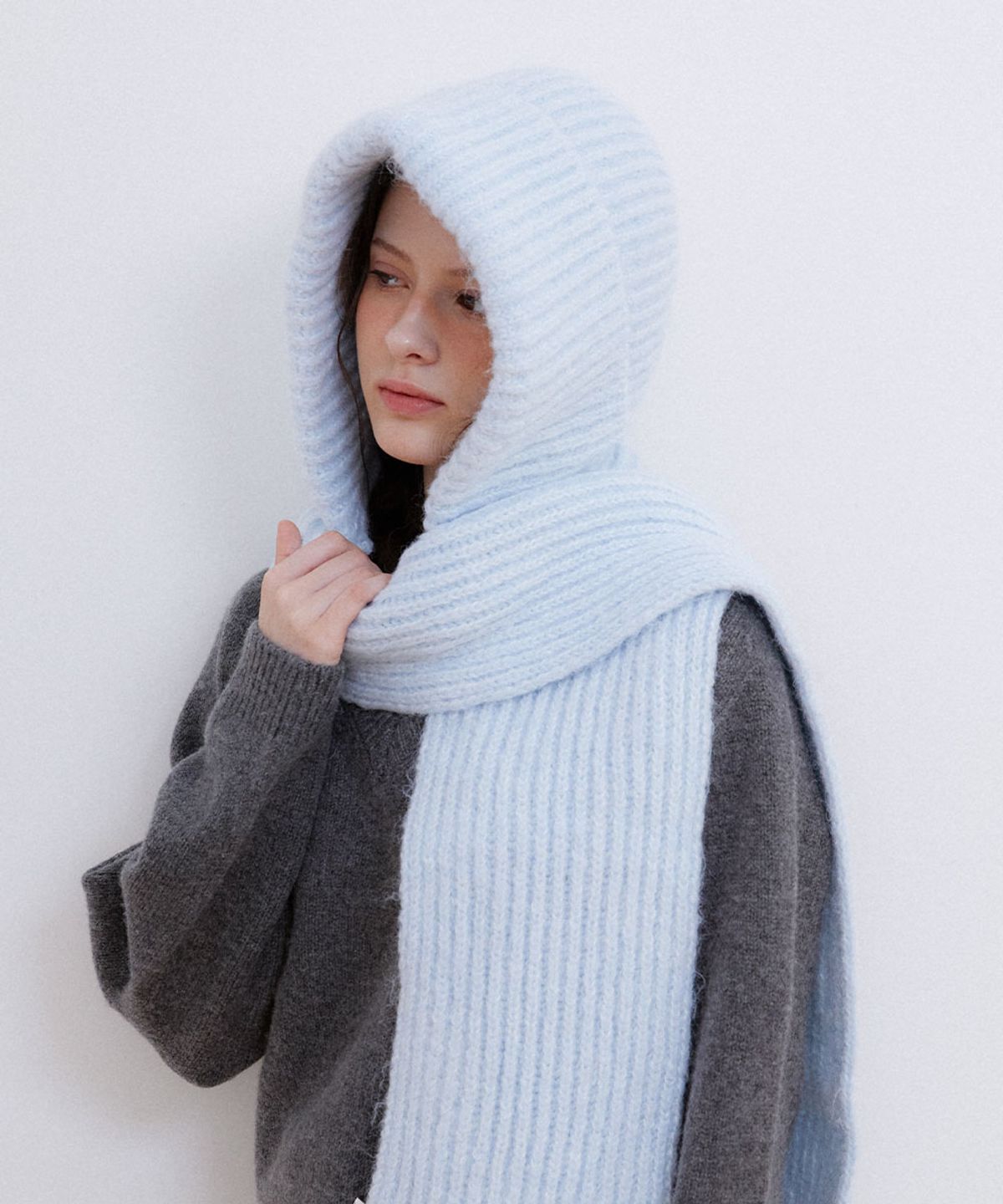 할렌(HALDEN) dual knit muffler balaclava (C076_sky)