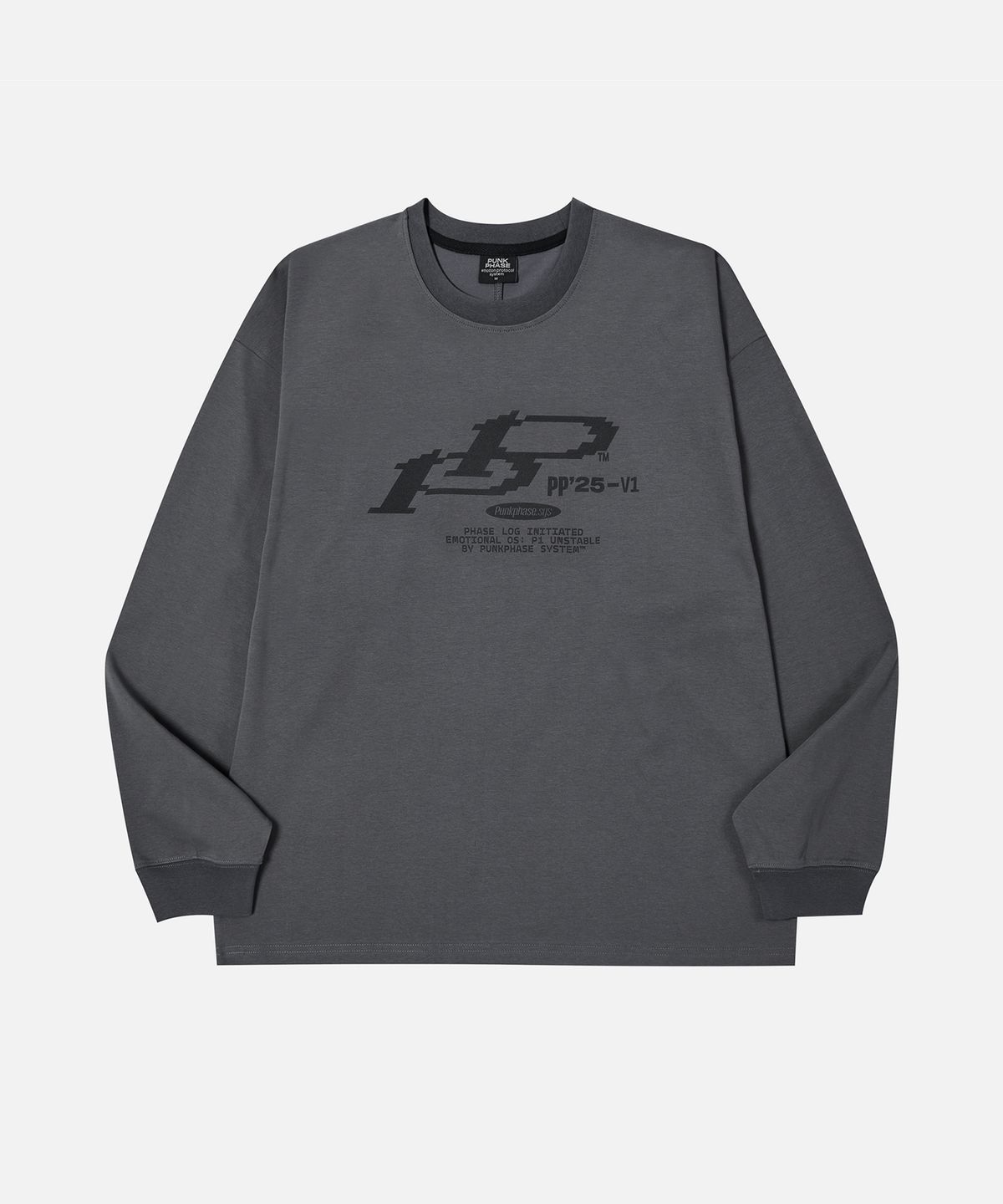 펑크페이즈(PUNKPHASE) Pixel PP L/S Tee Dark Gray