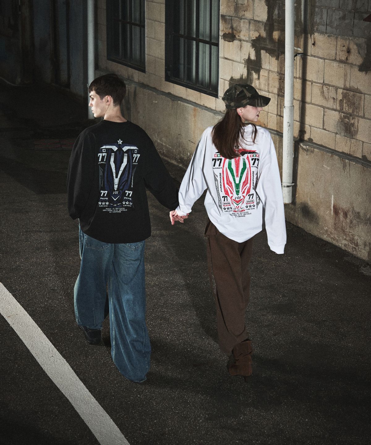 펑크페이즈(PUNKPHASE) Phase Racing77 L/S Tee Off White