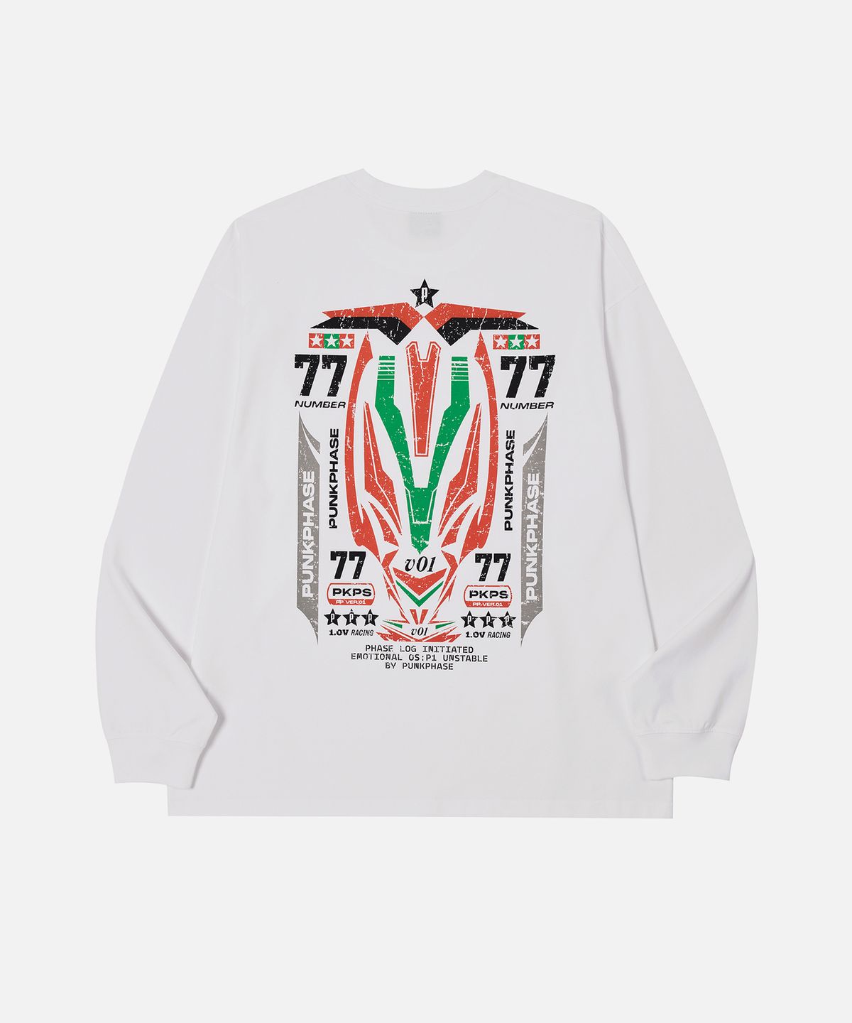 펑크페이즈(PUNKPHASE) Phase Racing77 L/S Tee Off White