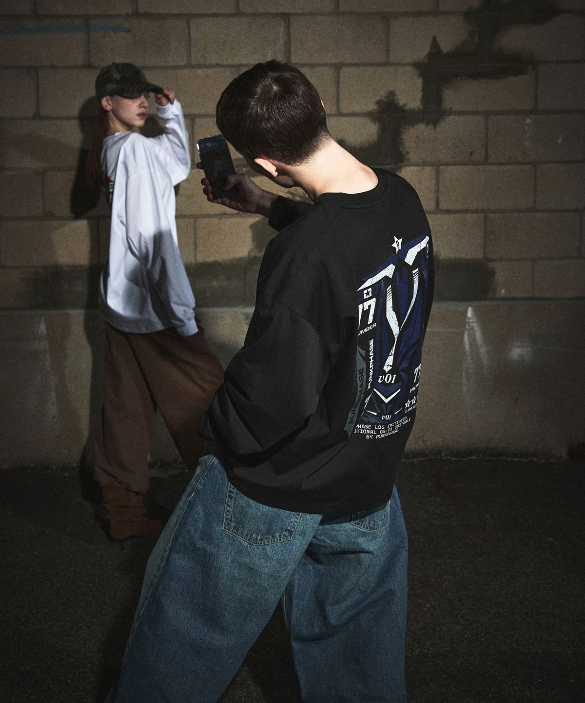 펑크페이즈(PUNKPHASE) Phase Racing77 L/S Tee Black