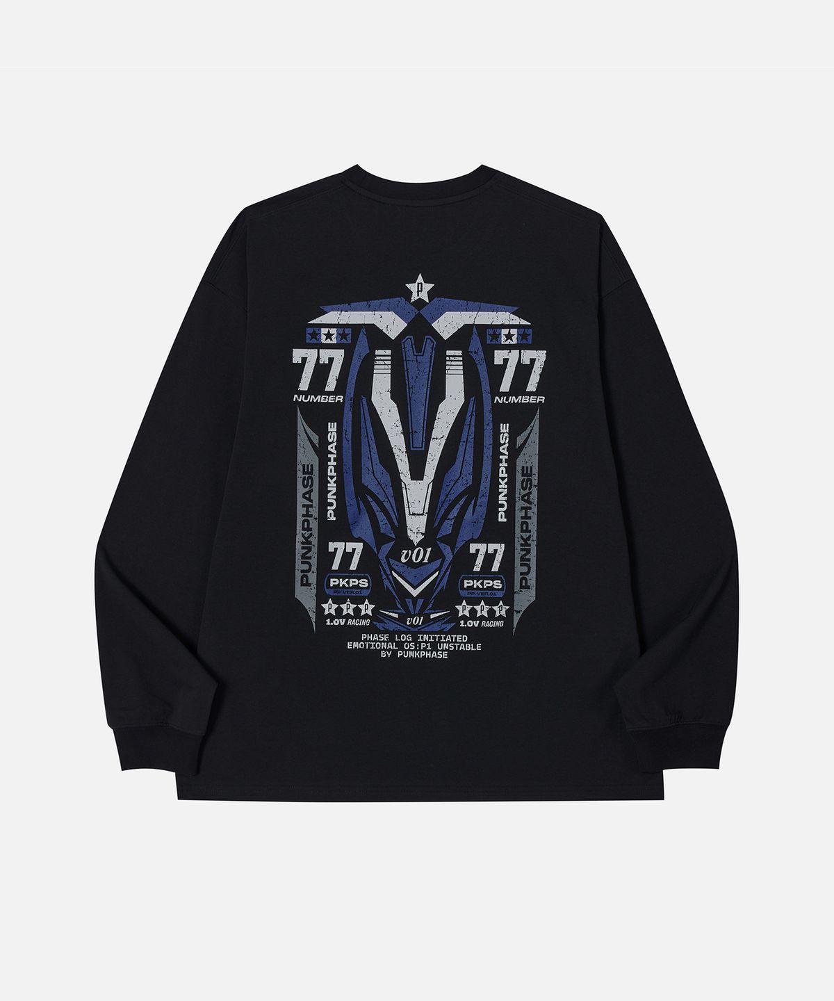 펑크페이즈(PUNKPHASE) Phase Racing77 L/S Tee Black