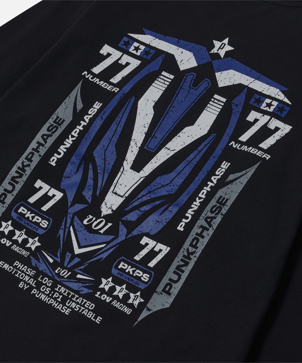 펑크페이즈(PUNKPHASE) Phase Racing77 L/S Tee Black