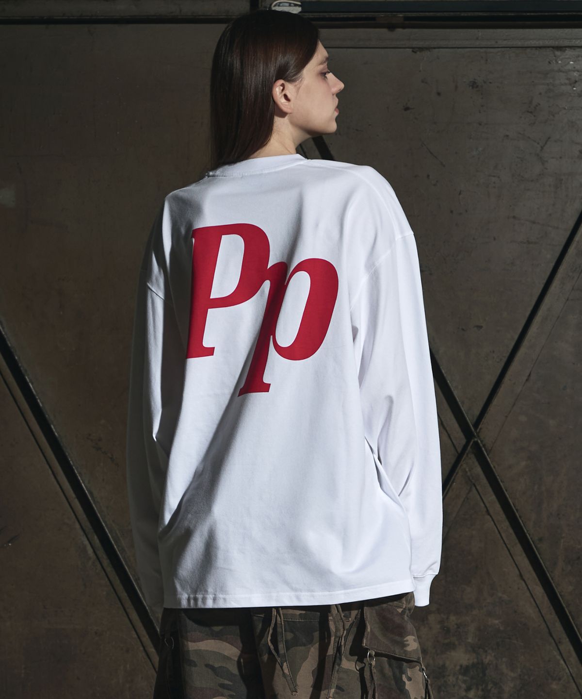 펑크페이즈(PUNKPHASE) Big PP Logo L/S Tee Off White