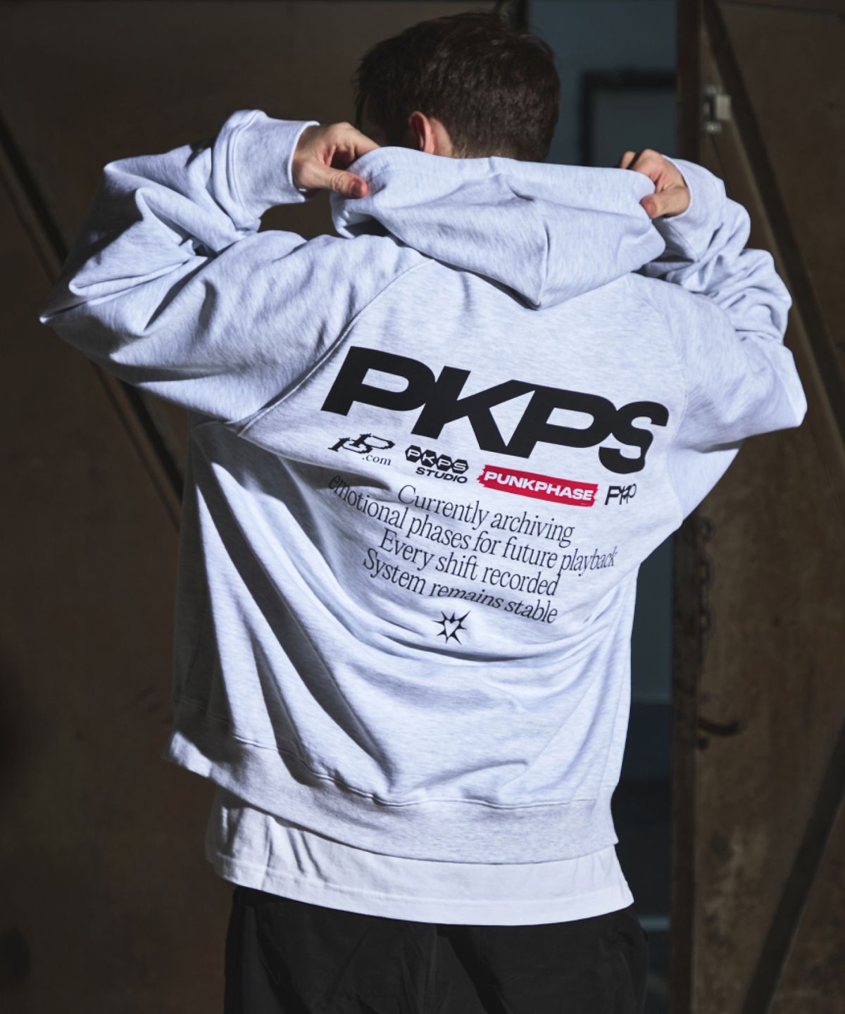 펑크페이즈(PUNKPHASE) PKPS Archive Hoodie Melange Gray