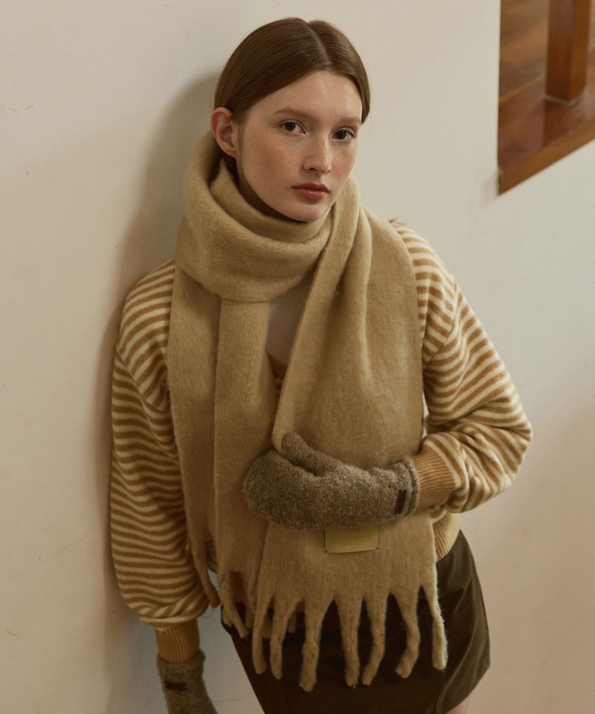 어다울(ADAUL) [선물포장] Fluff shibori wool mitten - 4color