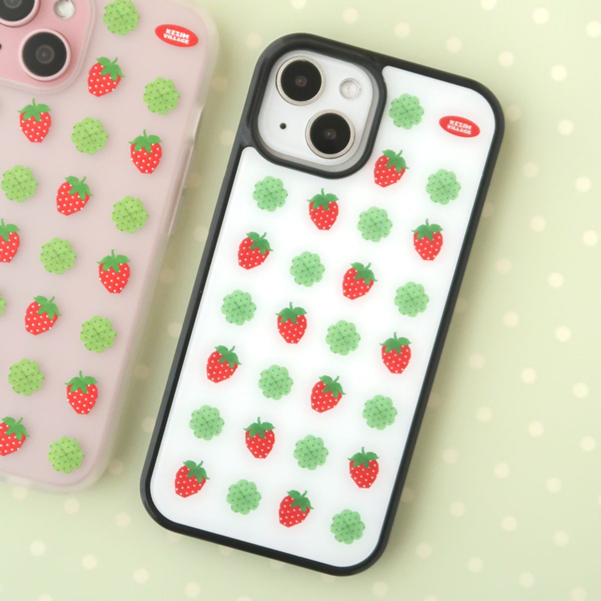 케짐 빌리지(KEZIM VILLAGE) STRAWBERRY PATTERN case (glass bumper)