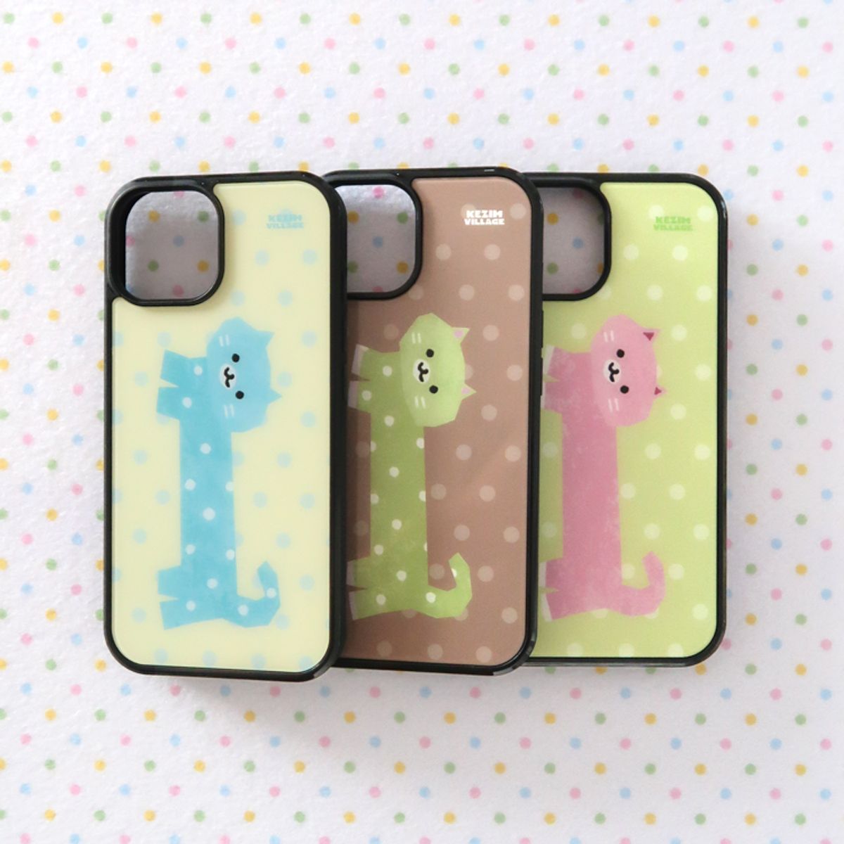 케짐 빌리지(KEZIM VILLAGE) KITTY YELLOWGREEN case (glass bumper)