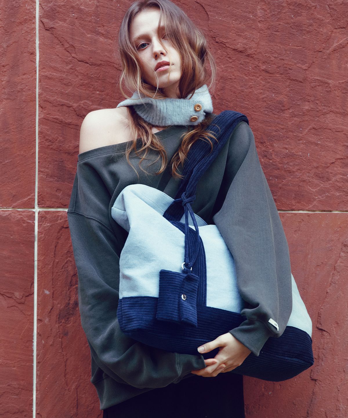 씨타(CITTA) Corduroy Canvas Big Shopper Bag_CTA938(Blue)