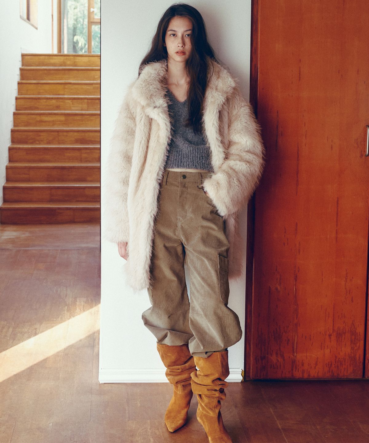 씨타(CITTA) Classic Loose-fit Cargo Corduroy Pants_CTB560(Beige)