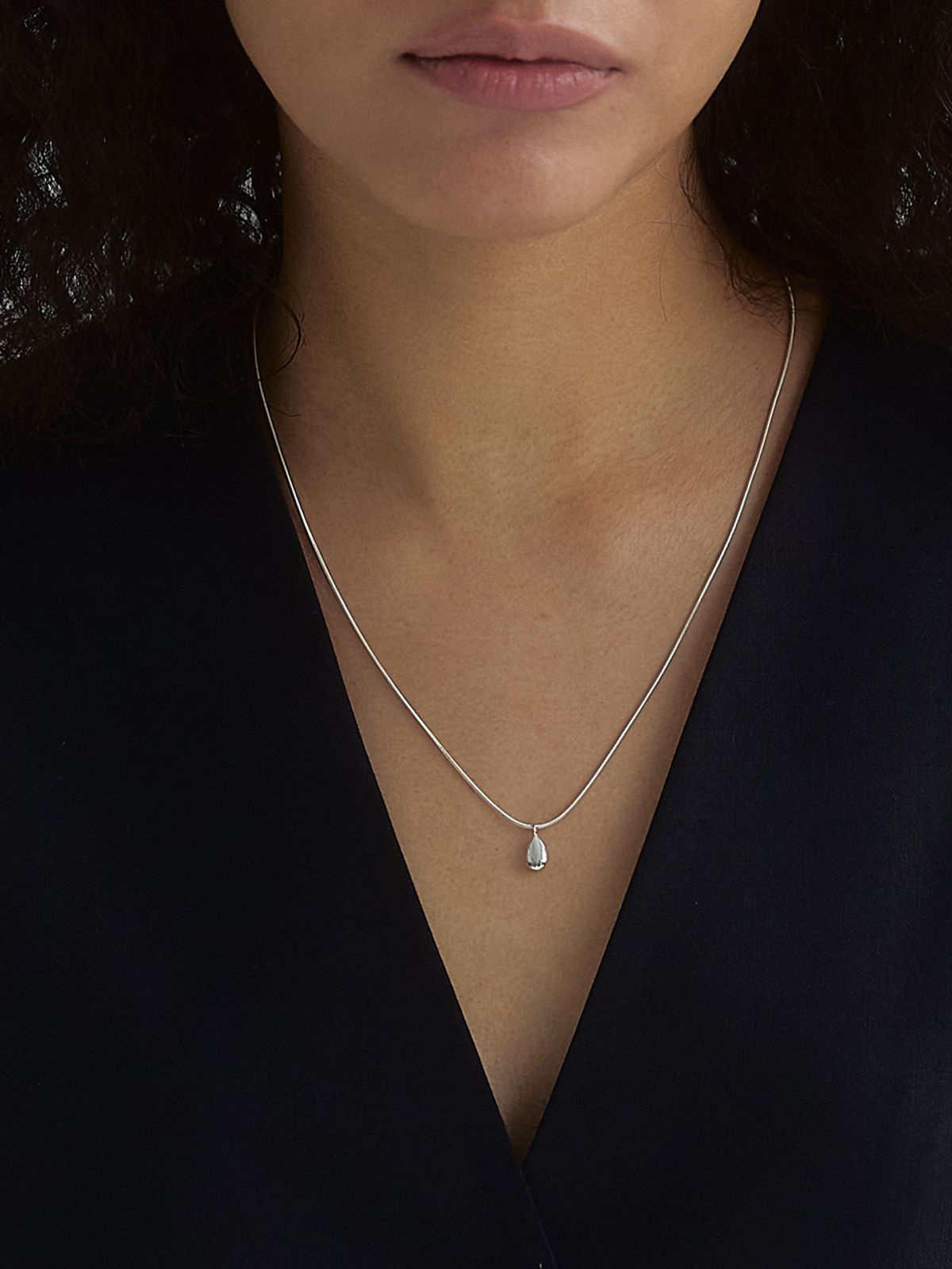미메시(MIMESI) [925 silver] Tear Drop Necklace (snake chain)
