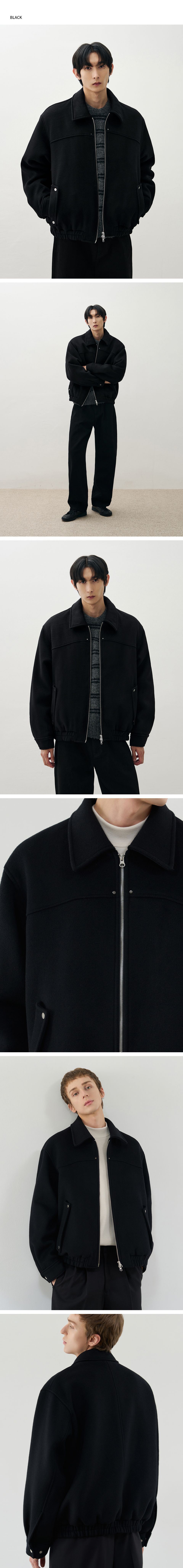 MUSINSA | DRAW FIT Wool collar zip-up blouson jacket [BLACK]