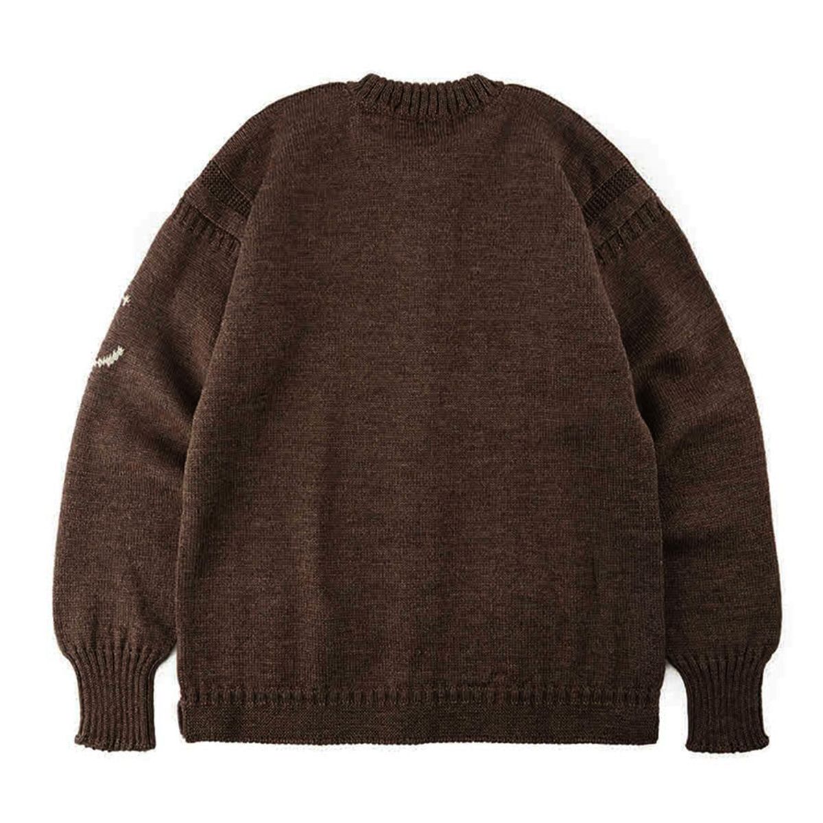 건지 울른스(Guernsey Woollens) 피셔맨 홀가먼트 가디건 - 다크 브라운